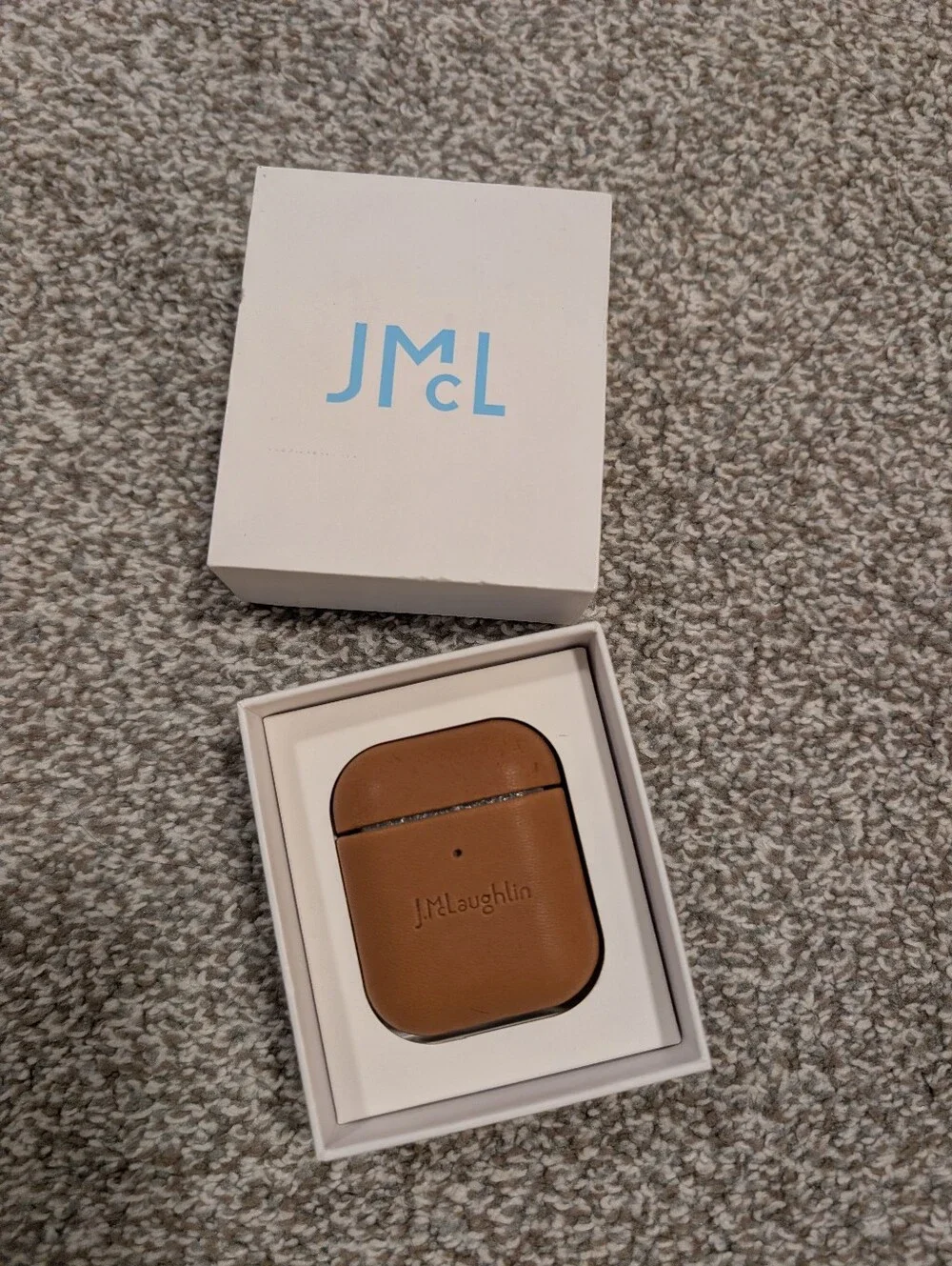 J McLaughlin Brown Leather Airpod Case